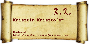 Krisztin Krisztofer névjegykártya